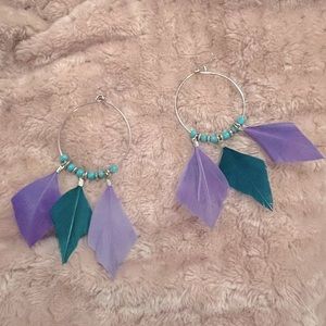 Vintage Feather Hoop Earrings